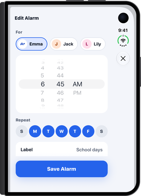 iPhone Duo folded: editing an alarm.